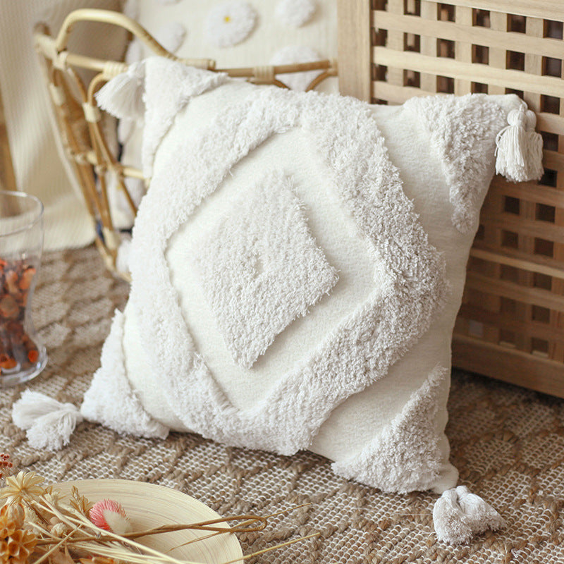 Nordic Bohemian Pillow Cover – Moroccan Style Handmade Chenille Cushion