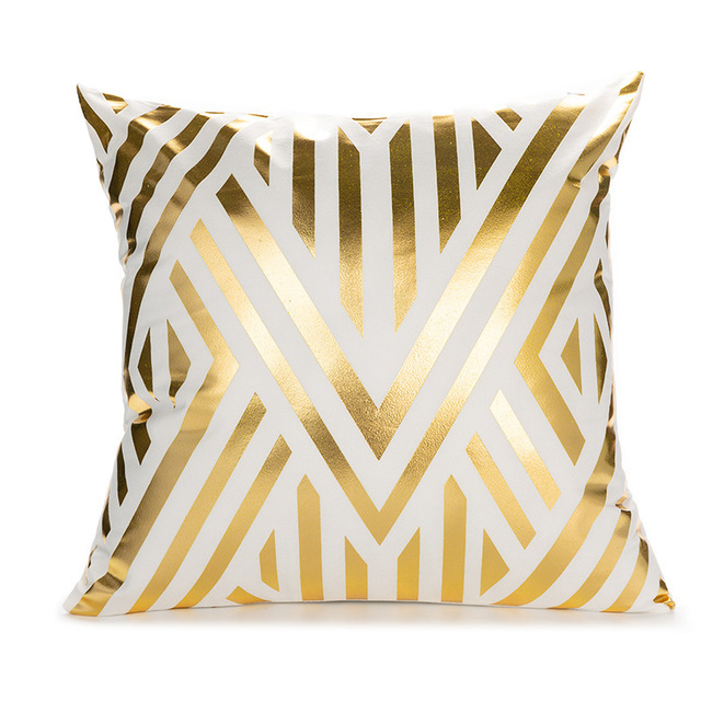 White and Gold Decorative Pillow Covers – Elegant Throw Cushion Covers 45x45cm
