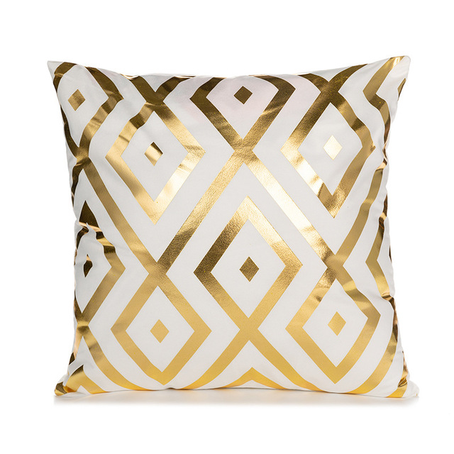 White and Gold Decorative Pillow Covers – Elegant Throw Cushion Covers 45x45cm