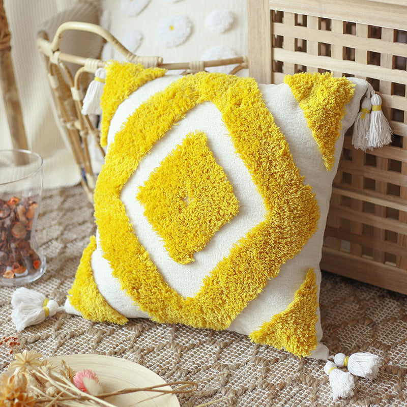 Nordic Bohemian Pillow Cover – Moroccan Style Handmade Chenille Cushion