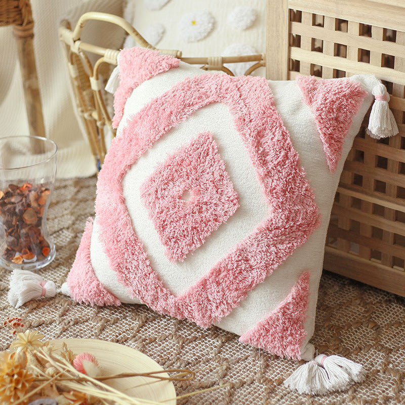 Nordic Bohemian Pillow Cover – Moroccan Style Handmade Chenille Cushion