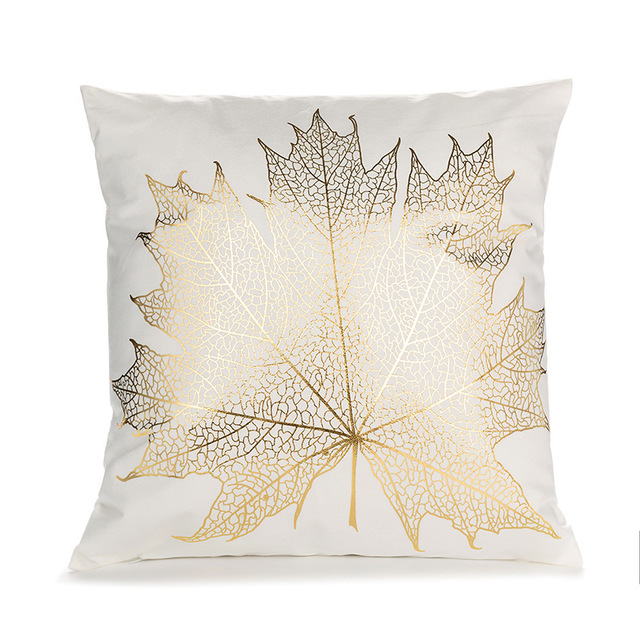 White and Gold Decorative Pillow Covers – Elegant Throw Cushion Covers 45x45cm