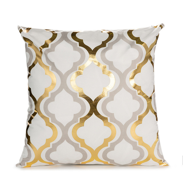 White and Gold Decorative Pillow Covers – Elegant Throw Cushion Covers 45x45cm