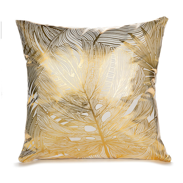 White and Gold Decorative Pillow Covers – Elegant Throw Cushion Covers 45x45cm