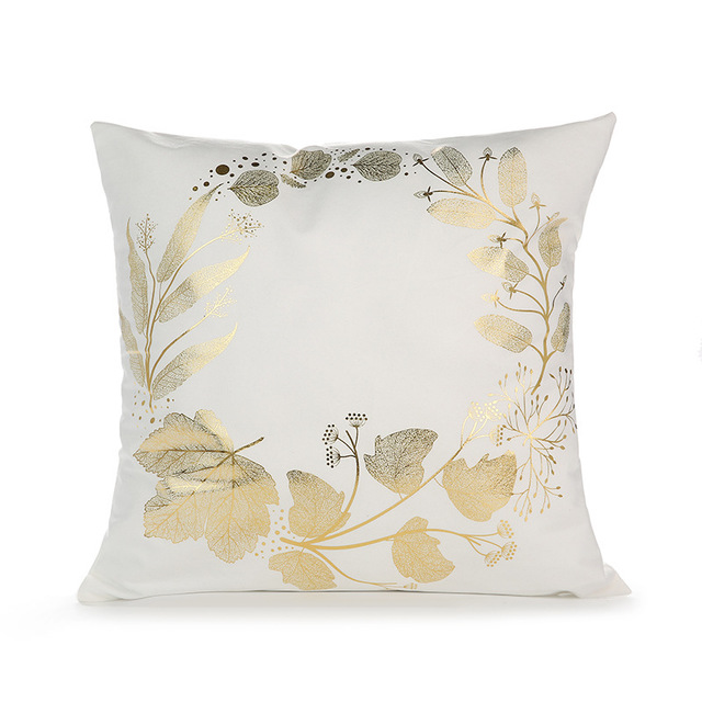 White and Gold Decorative Pillow Covers – Elegant Throw Cushion Covers 45x45cm