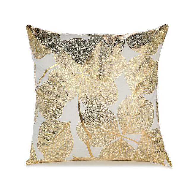 White and Gold Decorative Pillow Covers – Elegant Throw Cushion Covers 45x45cm