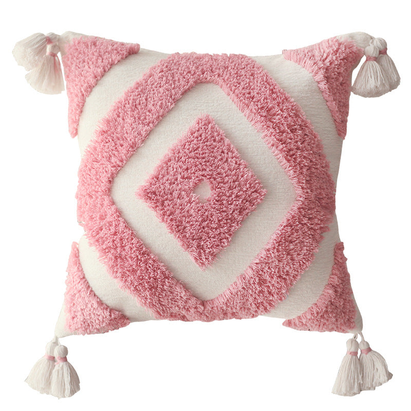 Nordic Bohemian Pillow Cover – Moroccan Style Handmade Chenille Cushion
