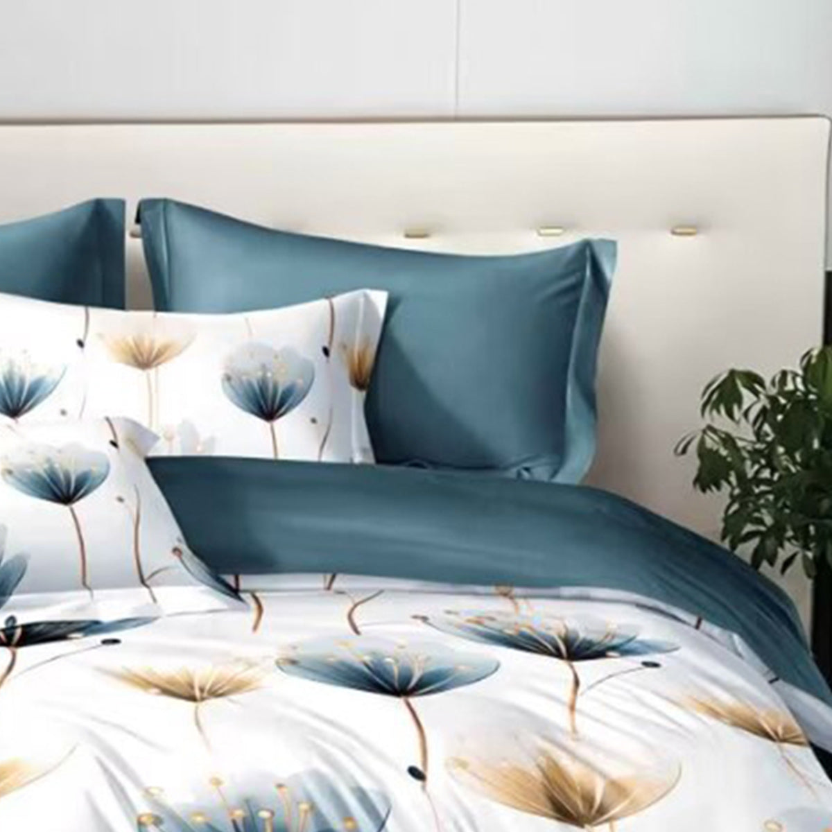 Blue and White Floral Duvet Cover Set – 3 Piece Microfiber Bedding Set with Pillowcases Twin Full Queen King