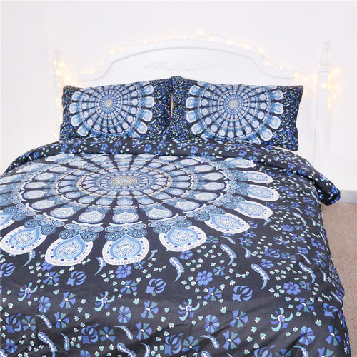 Blue Peacock Bedding Set – Decorative Duvet Cover and Pillowcase Set