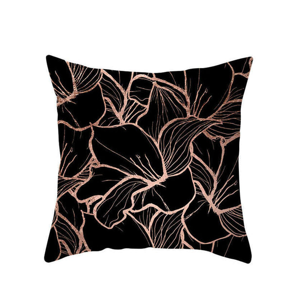 Gold Peach Skin Pillowcase – Geometric Decorative Cushion Cover 45x45cm