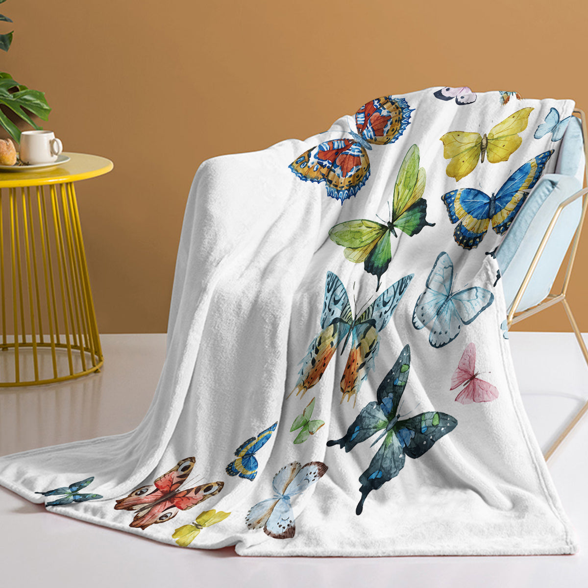 Colorful Butterfly Printed Blanket – Soft Sherpa Fleece Throw Blanket for Couch & Bed
