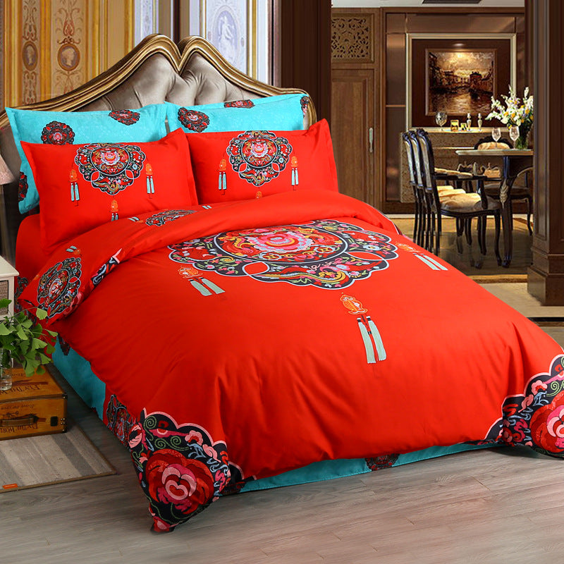 Brushed Cotton Bed Sheet Set – Soft Sanded Four-Piece Bedding Set