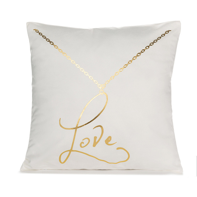 White and Gold Decorative Pillow Covers – Elegant Throw Cushion Covers 45x45cm