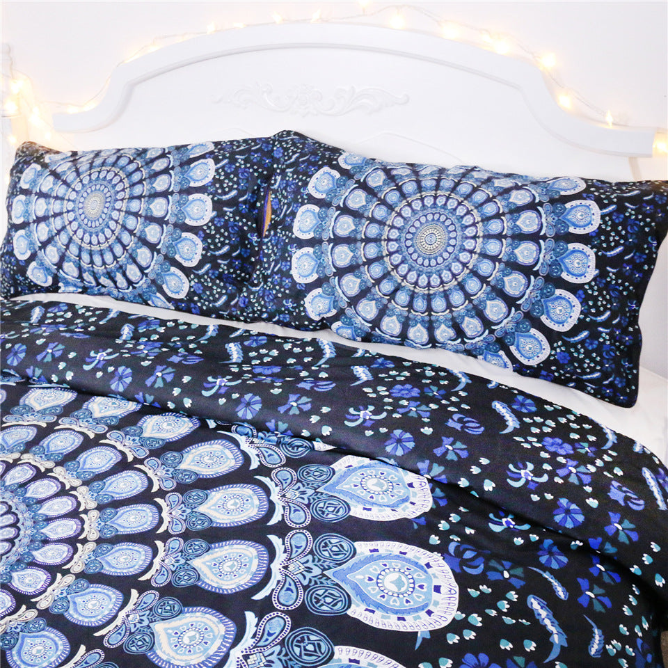 Blue Peacock Bedding Set – Decorative Duvet Cover and Pillowcase Set