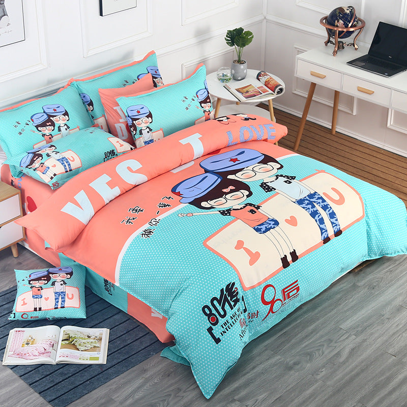 Brushed Cotton Bed Sheet Set – Soft Sanded Four-Piece Bedding Set
