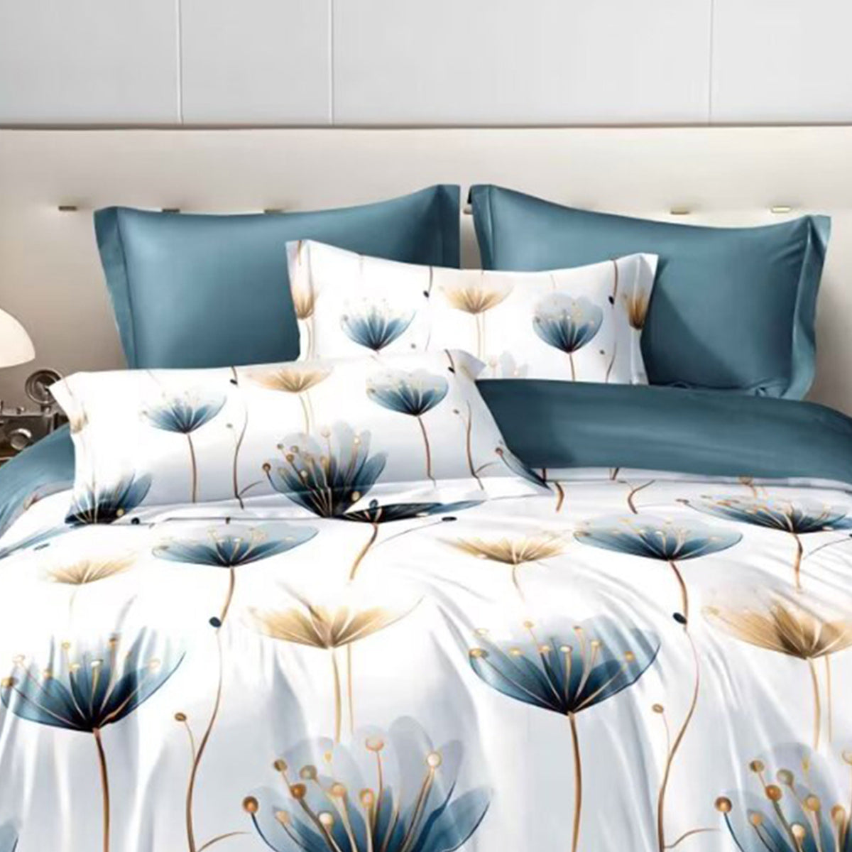 Blue and White Floral Duvet Cover Set – 3 Piece Microfiber Bedding Set with Pillowcases Twin Full Queen King
