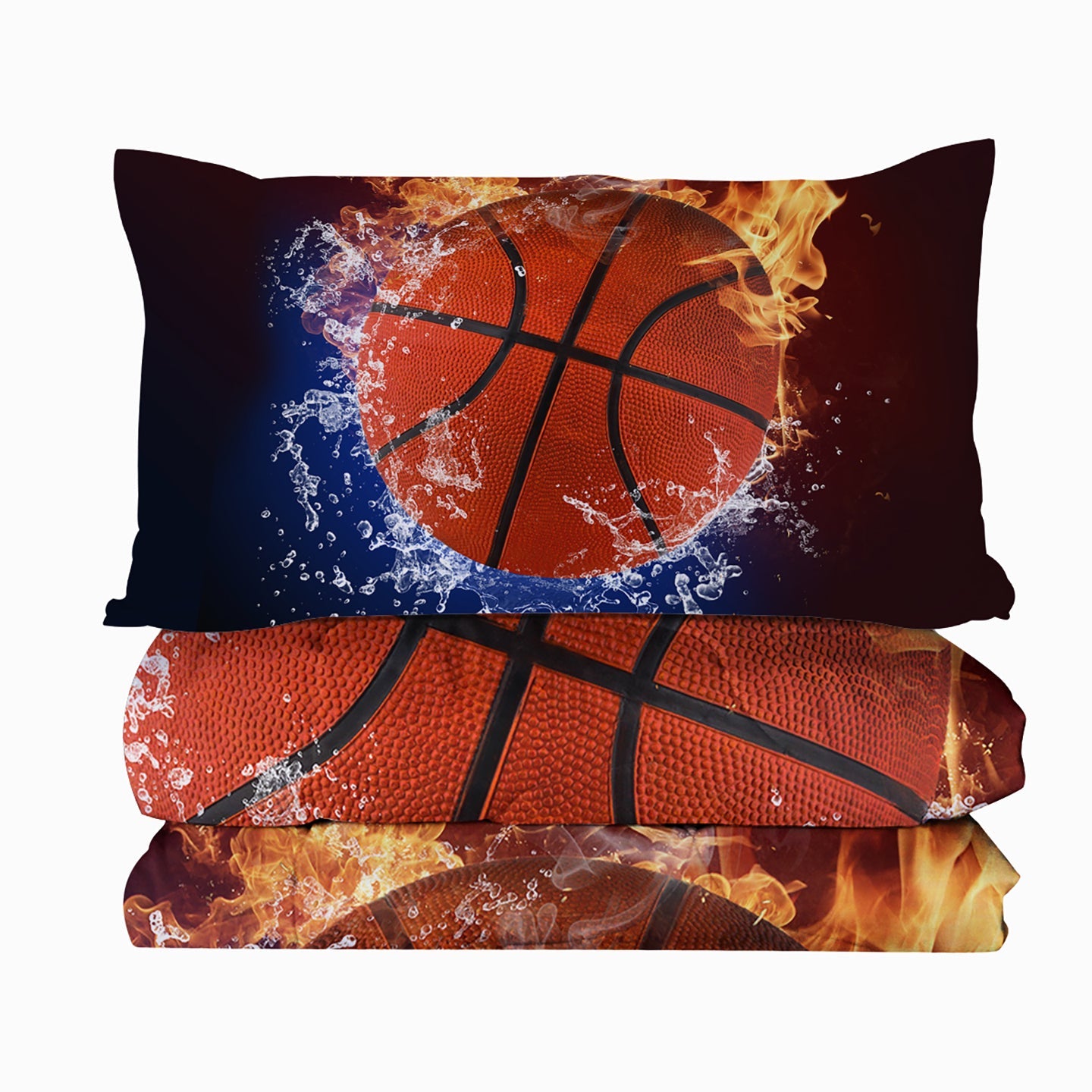 Basketball Bedding Comforter Set 3 Piece Fire Sports Bed Set Full Microfiber
