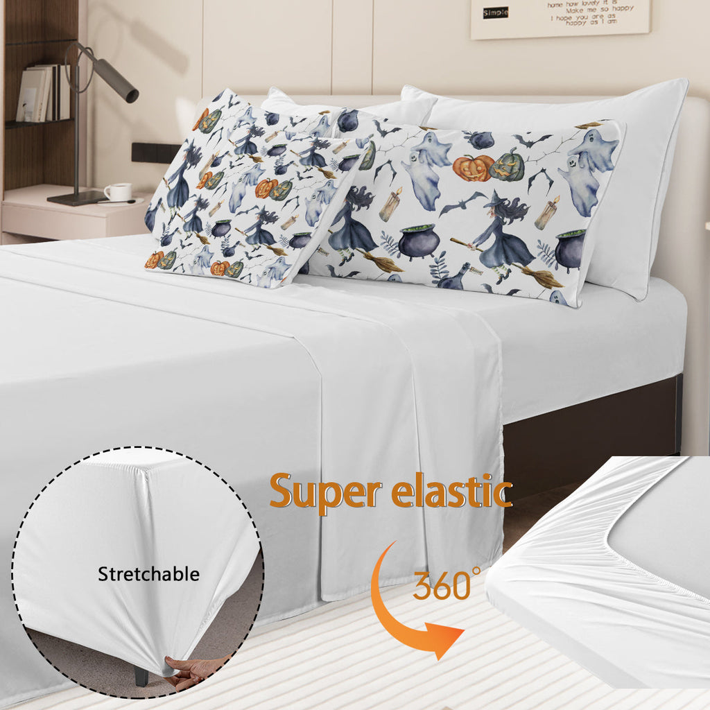 Halloween Witch Comforter Set – 8 Piece Bed in a Bag Bedding Set with Sheets and Pillowcases