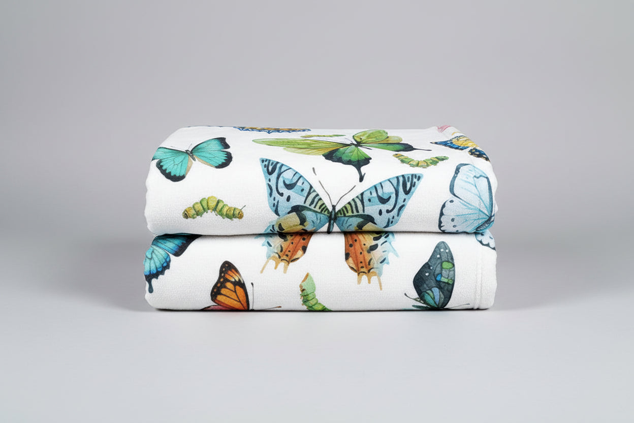 Colorful Butterfly Printed Blanket – Soft Sherpa Fleece Throw Blanket for Couch & Bed