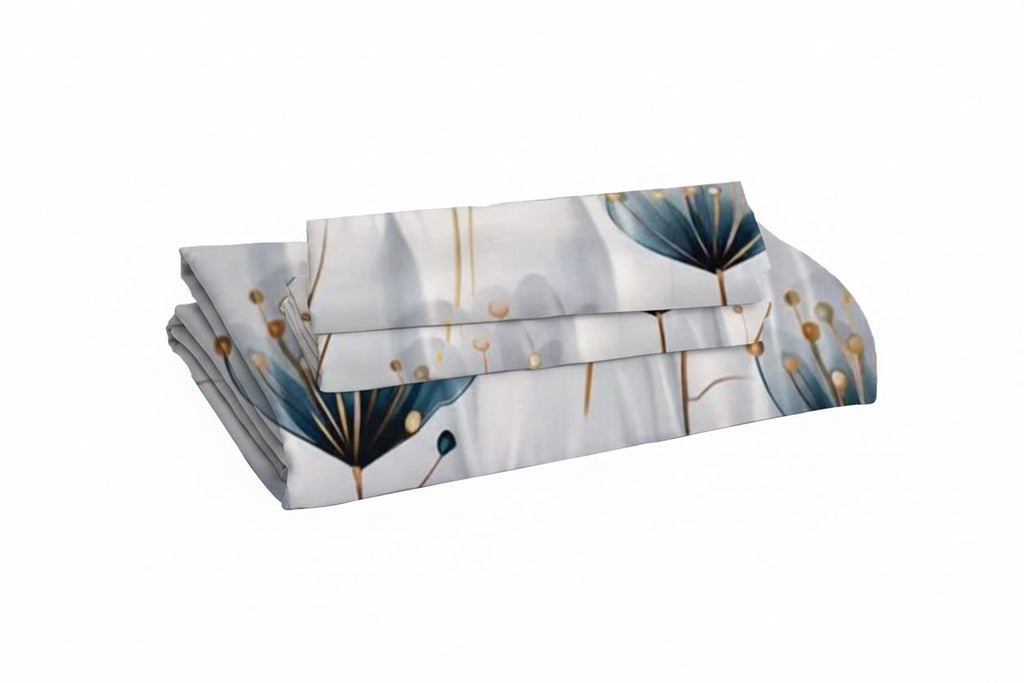 Blue and White Floral Duvet Cover Set – 3 Piece Microfiber Bedding Set with Pillowcases Twin Full Queen King