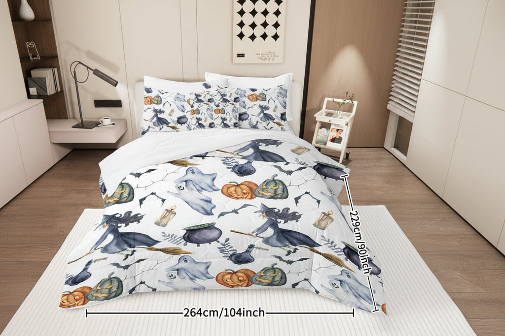 Halloween Witch Comforter Set – 8 Piece Bed in a Bag Bedding Set with Sheets and Pillowcases