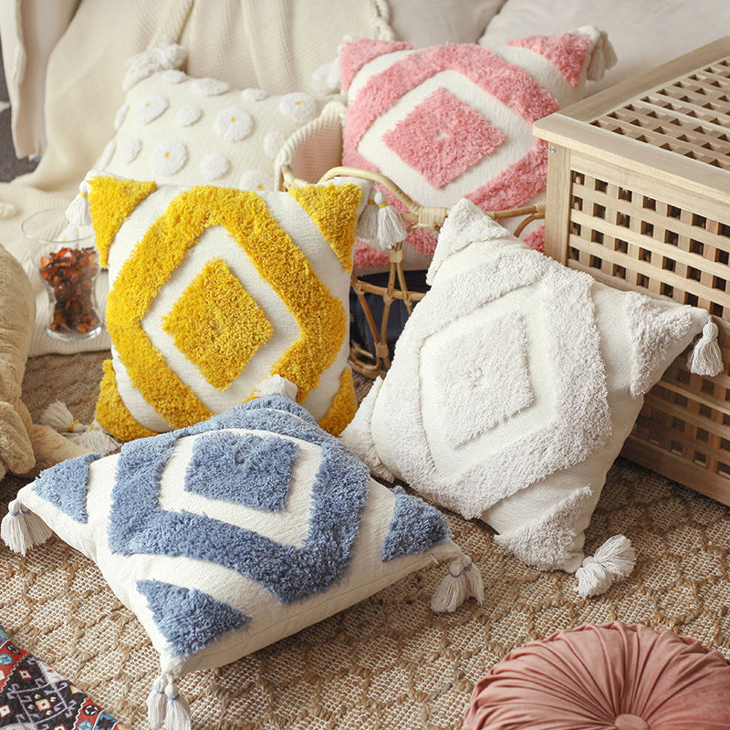 Nordic Bohemian Pillow Cover – Moroccan Style Handmade Chenille Cushion