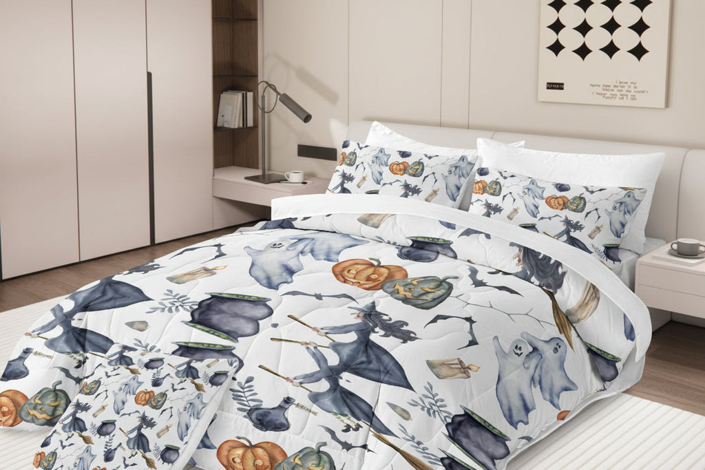 Halloween Witch Comforter Set – 8 Piece Bed in a Bag Bedding Set with Sheets and Pillowcases