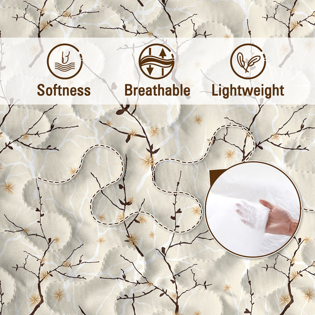 Minimalist Tree Branch Quilt Set – 3 Piece All Season Bedding Set with Pillowcases