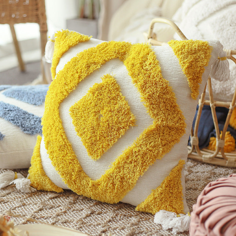 Nordic Bohemian Pillow Cover – Moroccan Style Handmade Chenille Cushion