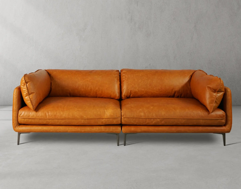 Mercury Long Arm Leather&Mental Sofa