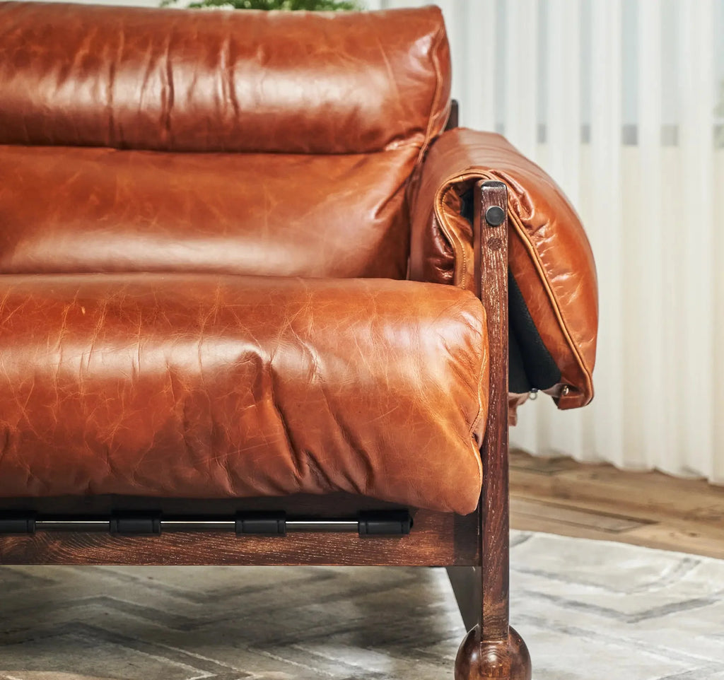 Mercury Cowhide Walnut Sofa Chair