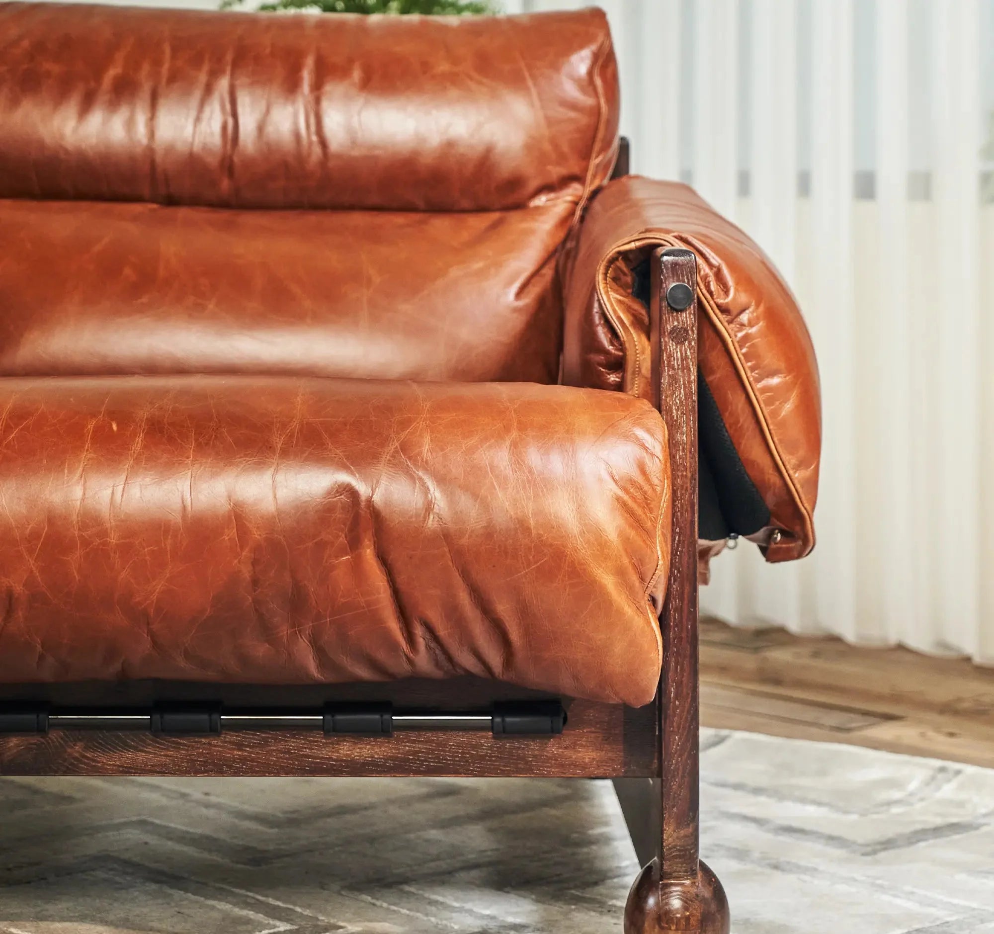 Mercury Cowhide Walnut Sofa Chair