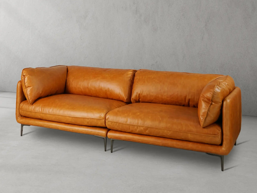 Mercury Long Arm Leather&Mental Sofa