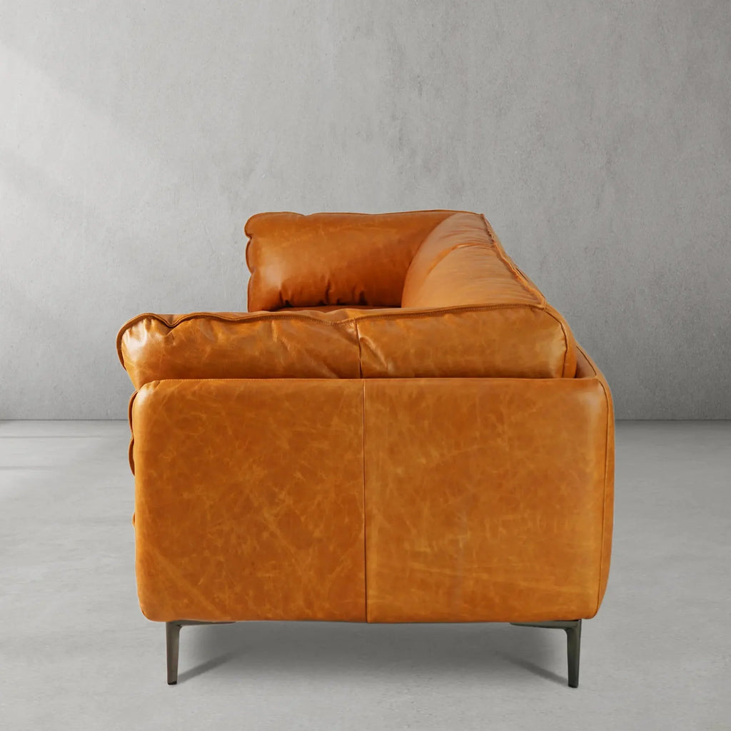 Mercury Long Arm Leather&Mental Sofa