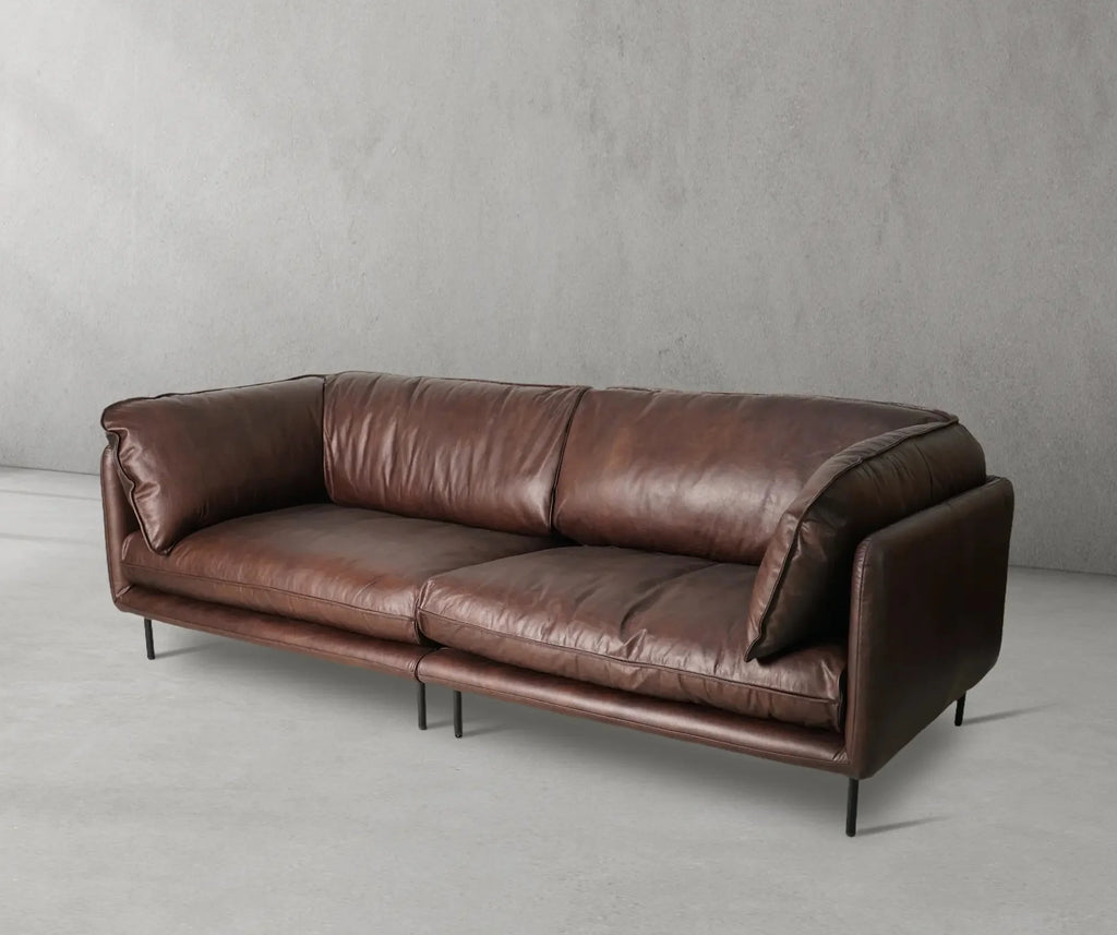 Mercury Long Arm Leather&Mental Sofa