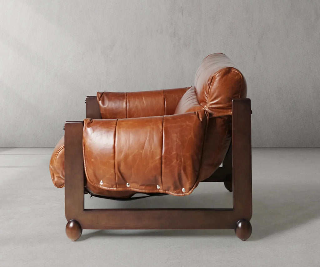 Mercury Cowhide Walnut Sofa Chair