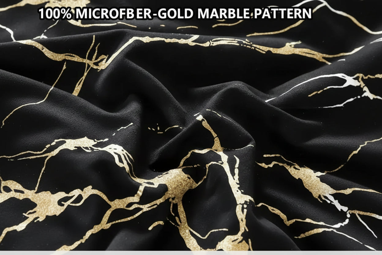 Black Marble Pattern Bed Set Twin Duvet Cover Set Modern Bedding
