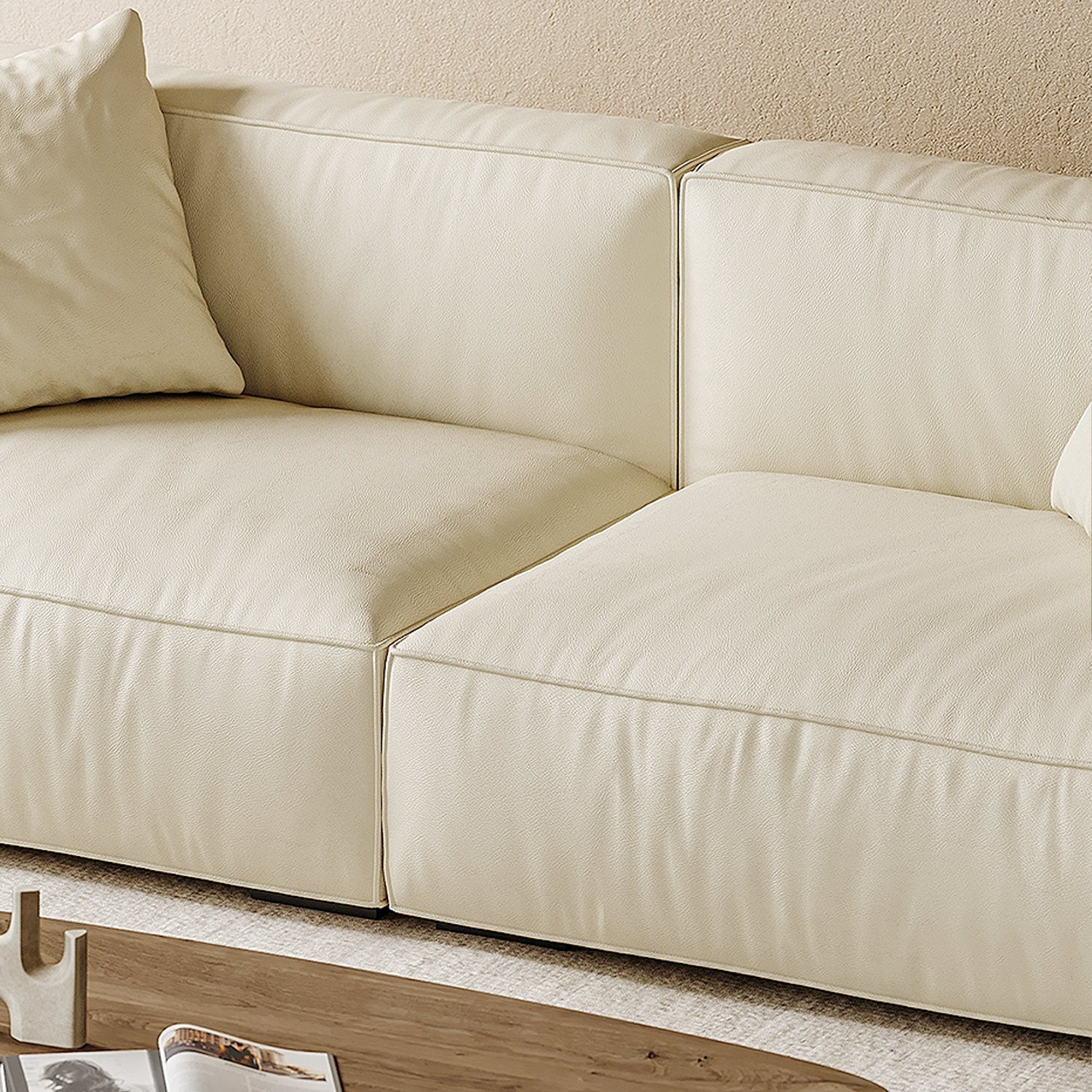 Italian Minimalist Sofa with Full-Grain Leather