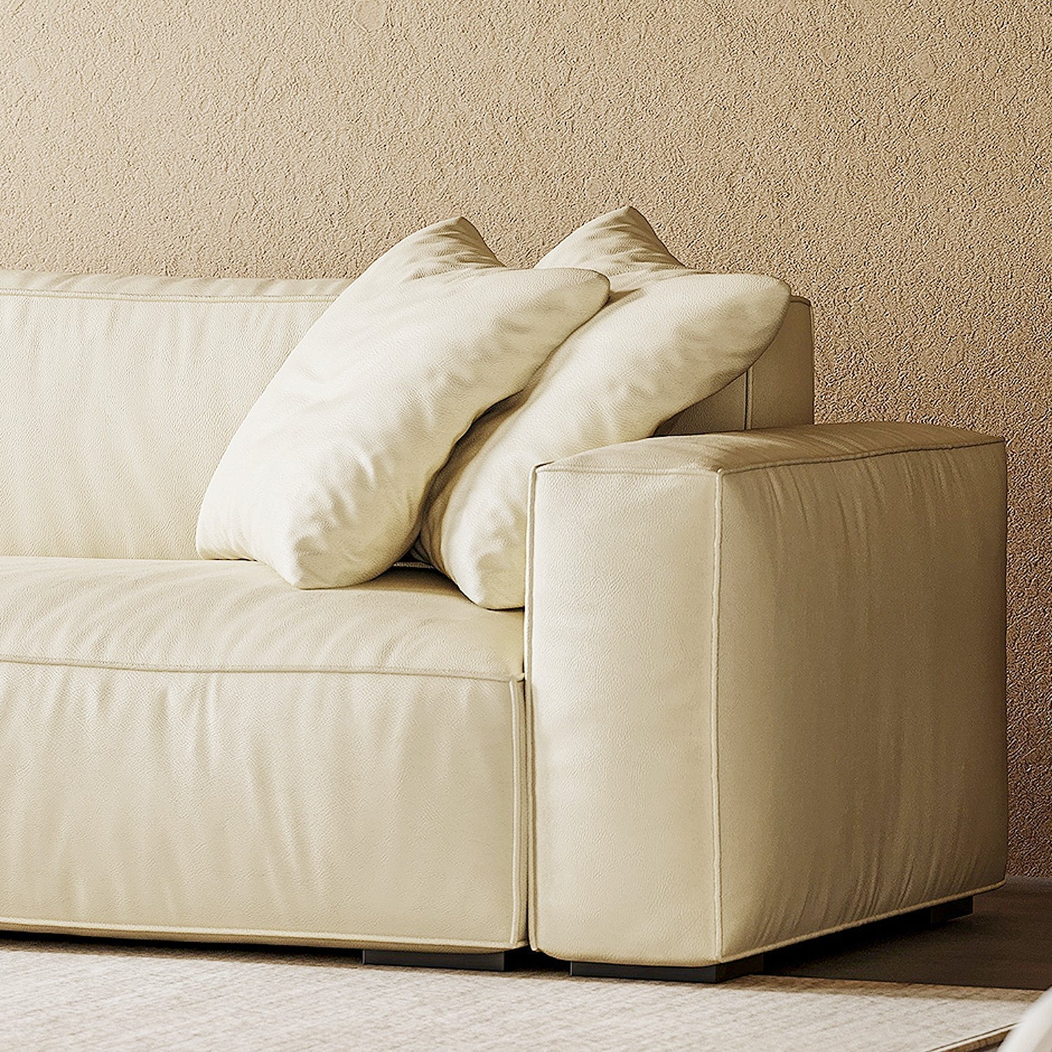 Italian Minimalist Sofa with Full-Grain Leather