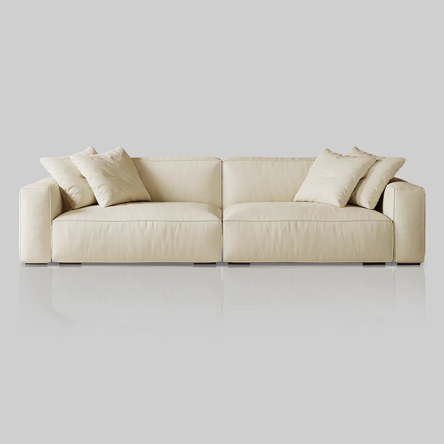 Italian Minimalist Sofa with Full-Grain Leather