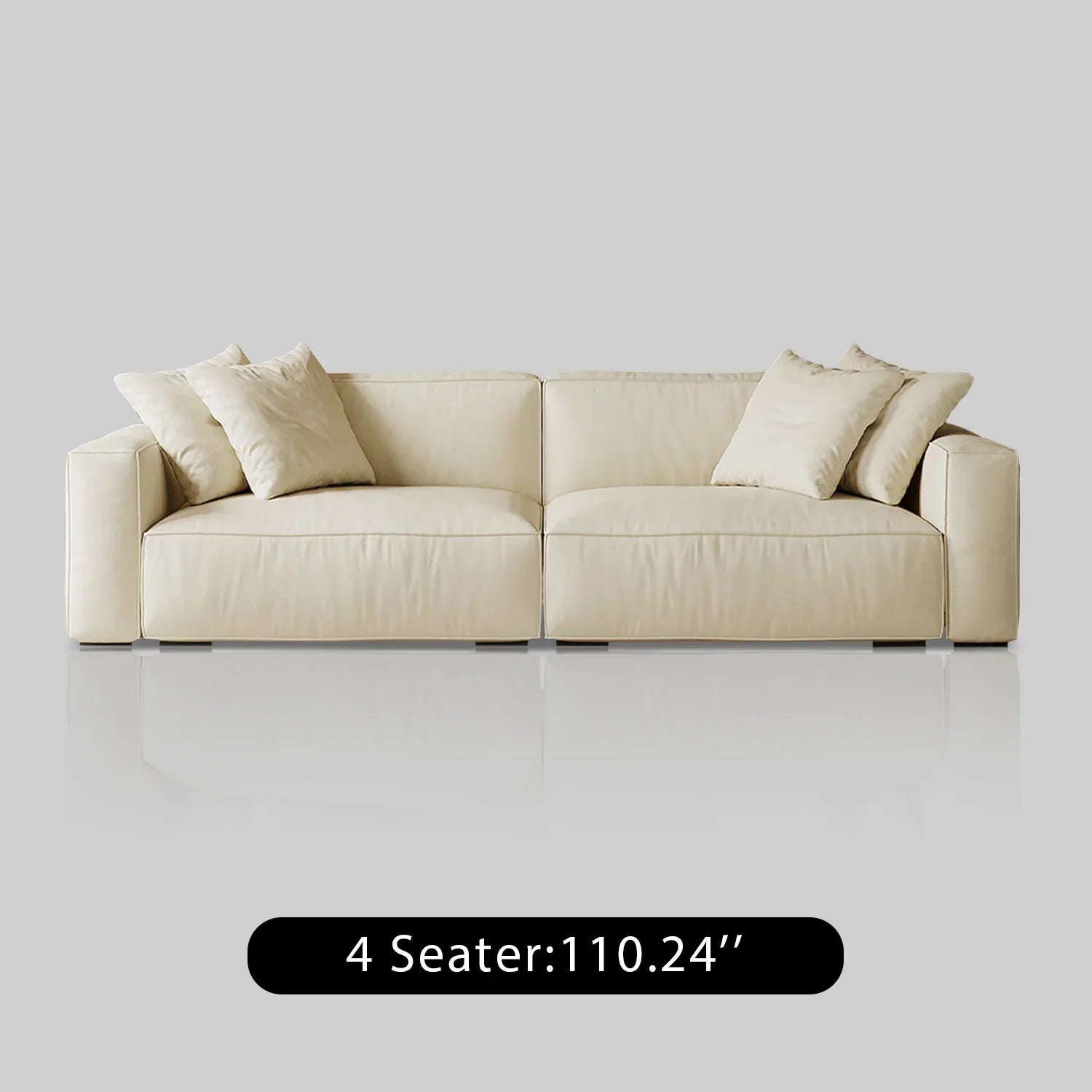 Italian Minimalist Sofa with Full-Grain Leather