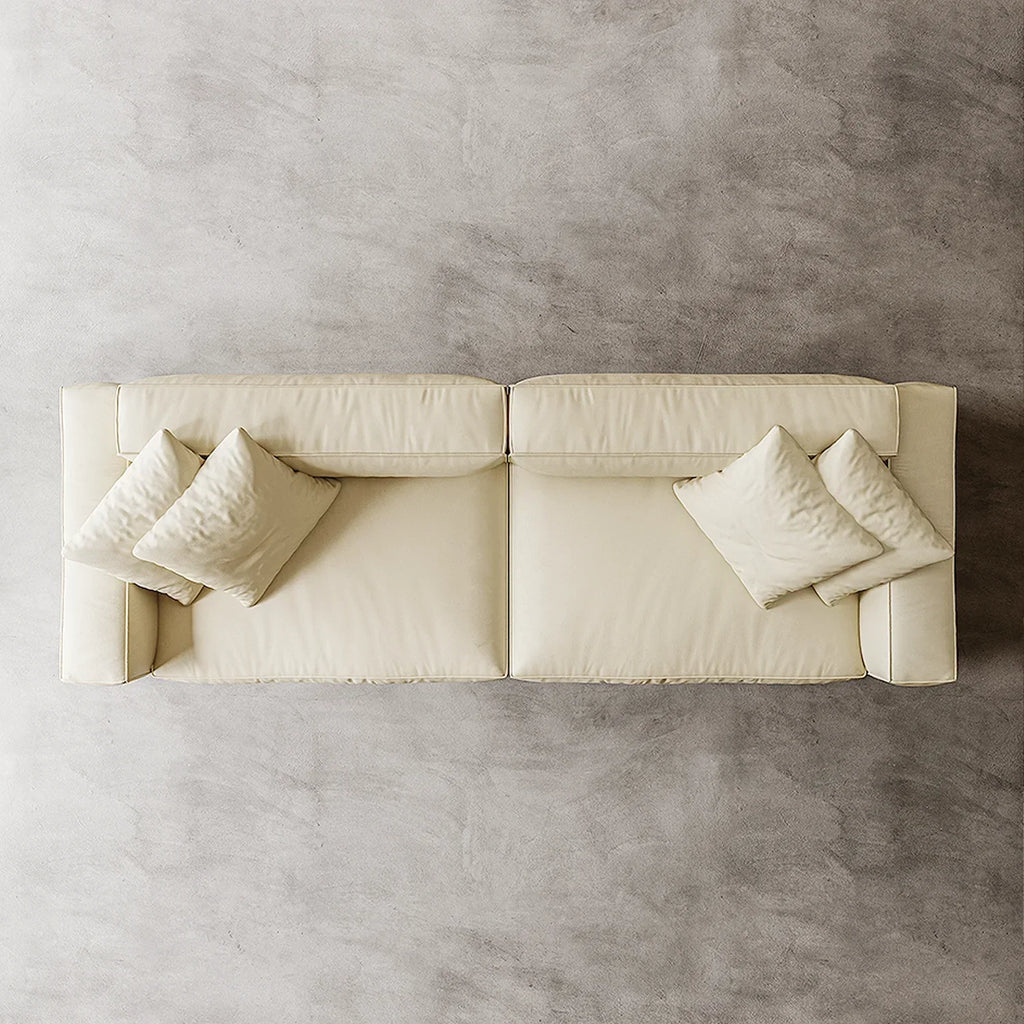Italian Minimalist Sofa with Full-Grain Leather
